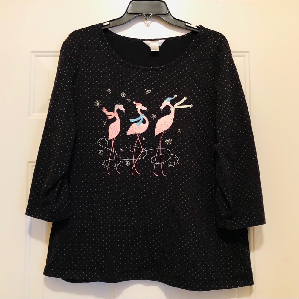 Christopher & Banks 3/4 Sleeve Flamingo Top